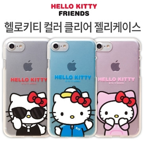 (Hello-Kitty 헬로키티)아이폰7플러스 컬러 클리어 젤리케이스